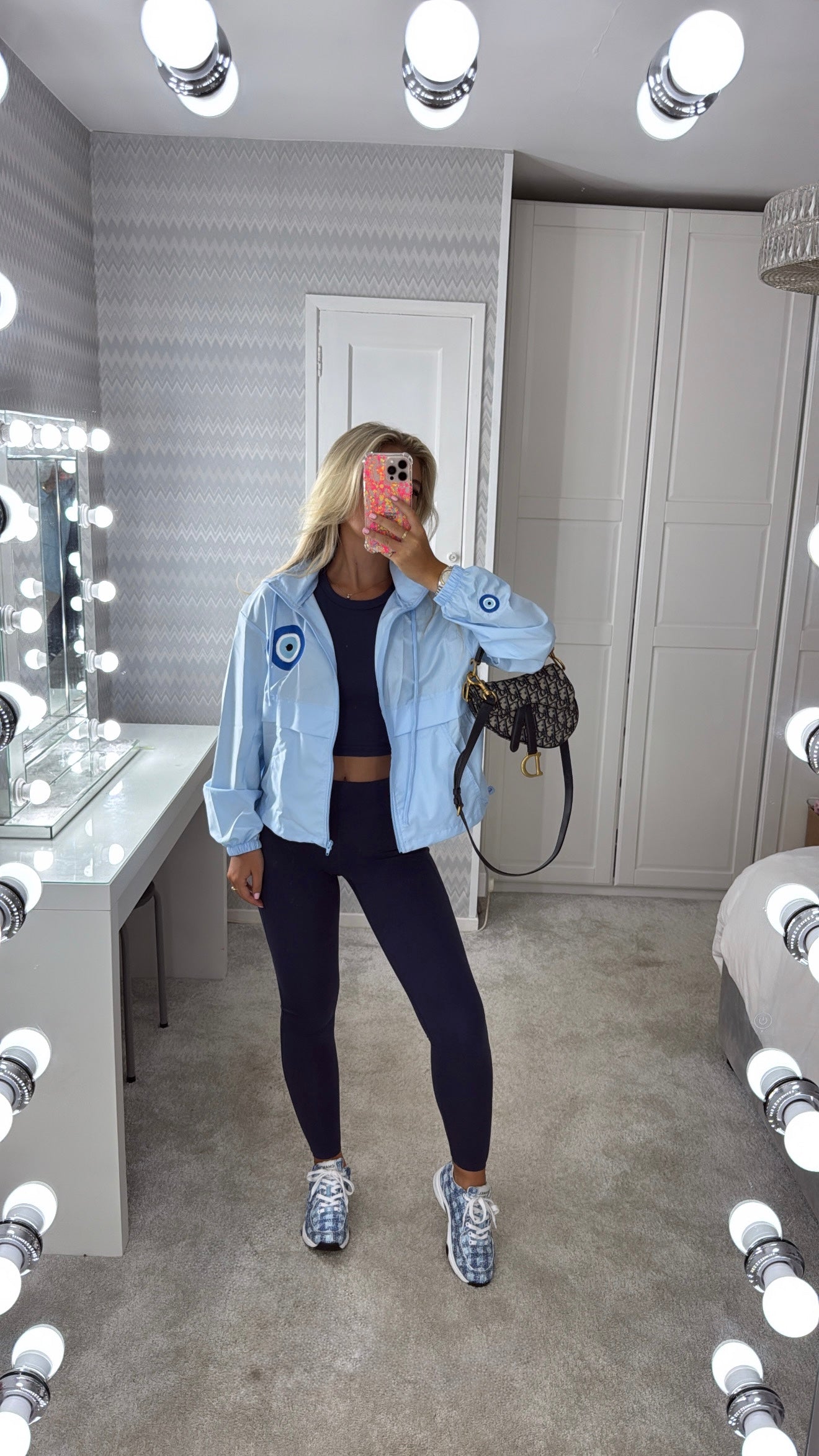 Embroidered evil eye windbreaker 🧿💙