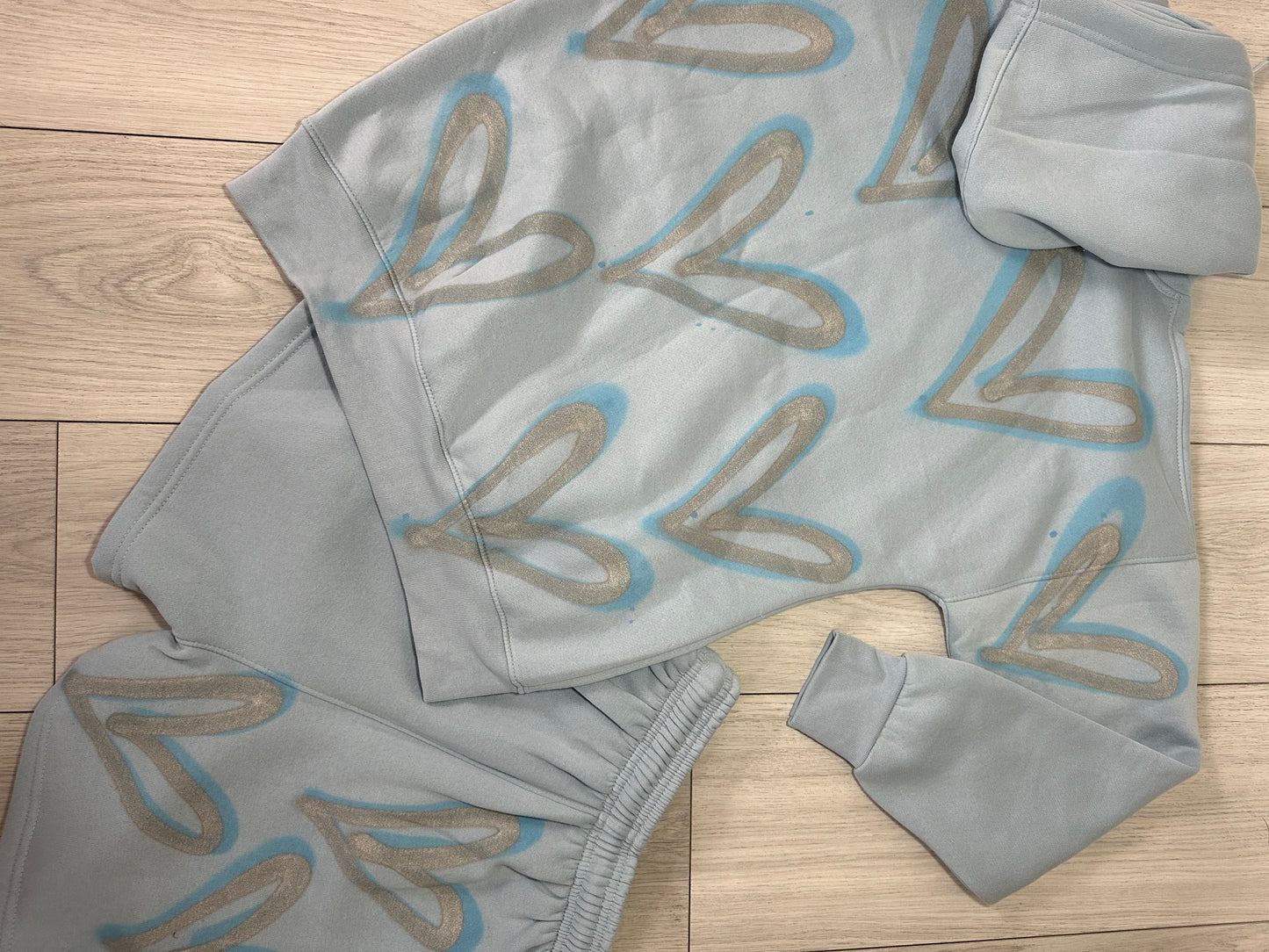 Blue heart short set