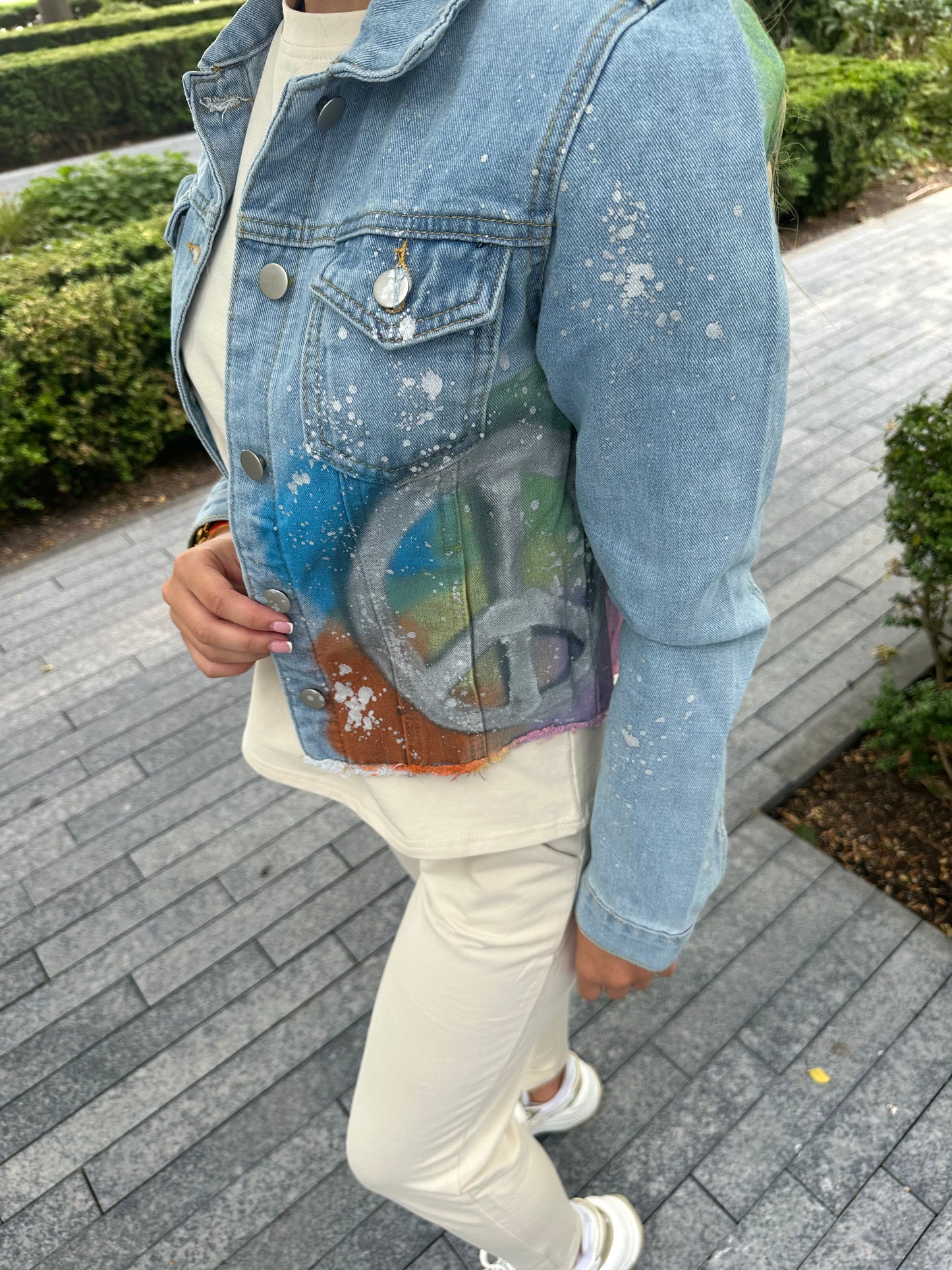 Rainbow peace denim jacket🌈🦄