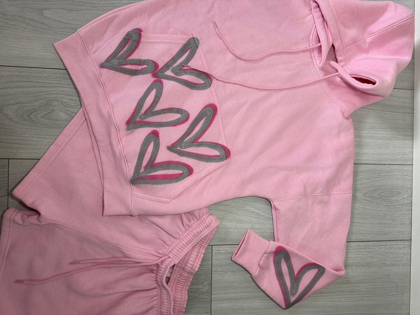 Pink heart short set