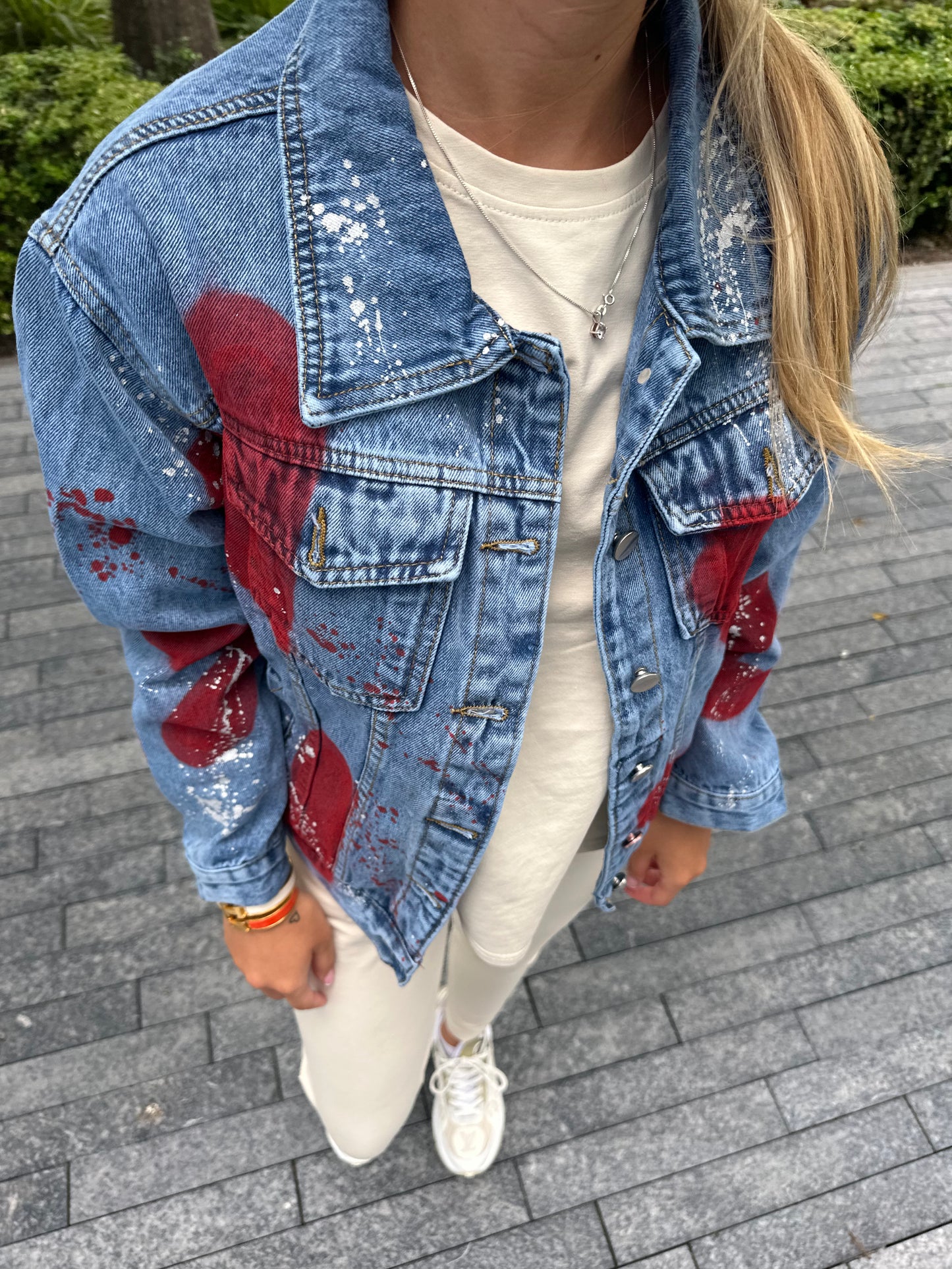 Red heart denim jacket🌴❤️❤️‍🔥🥥