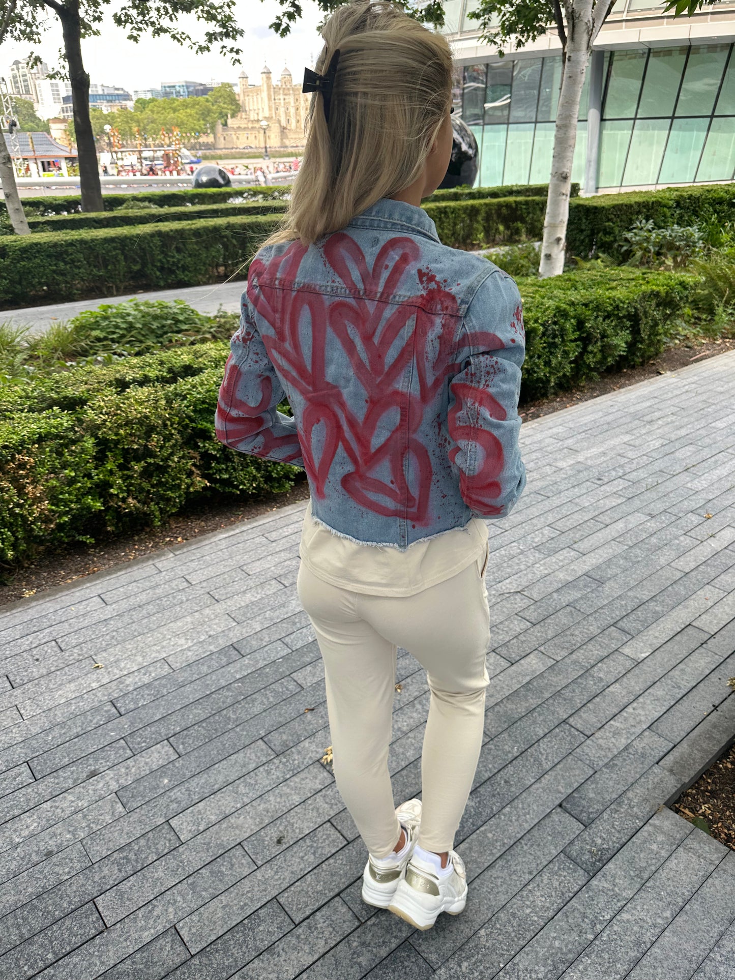 Red heart denim jacket❤️‍🔥