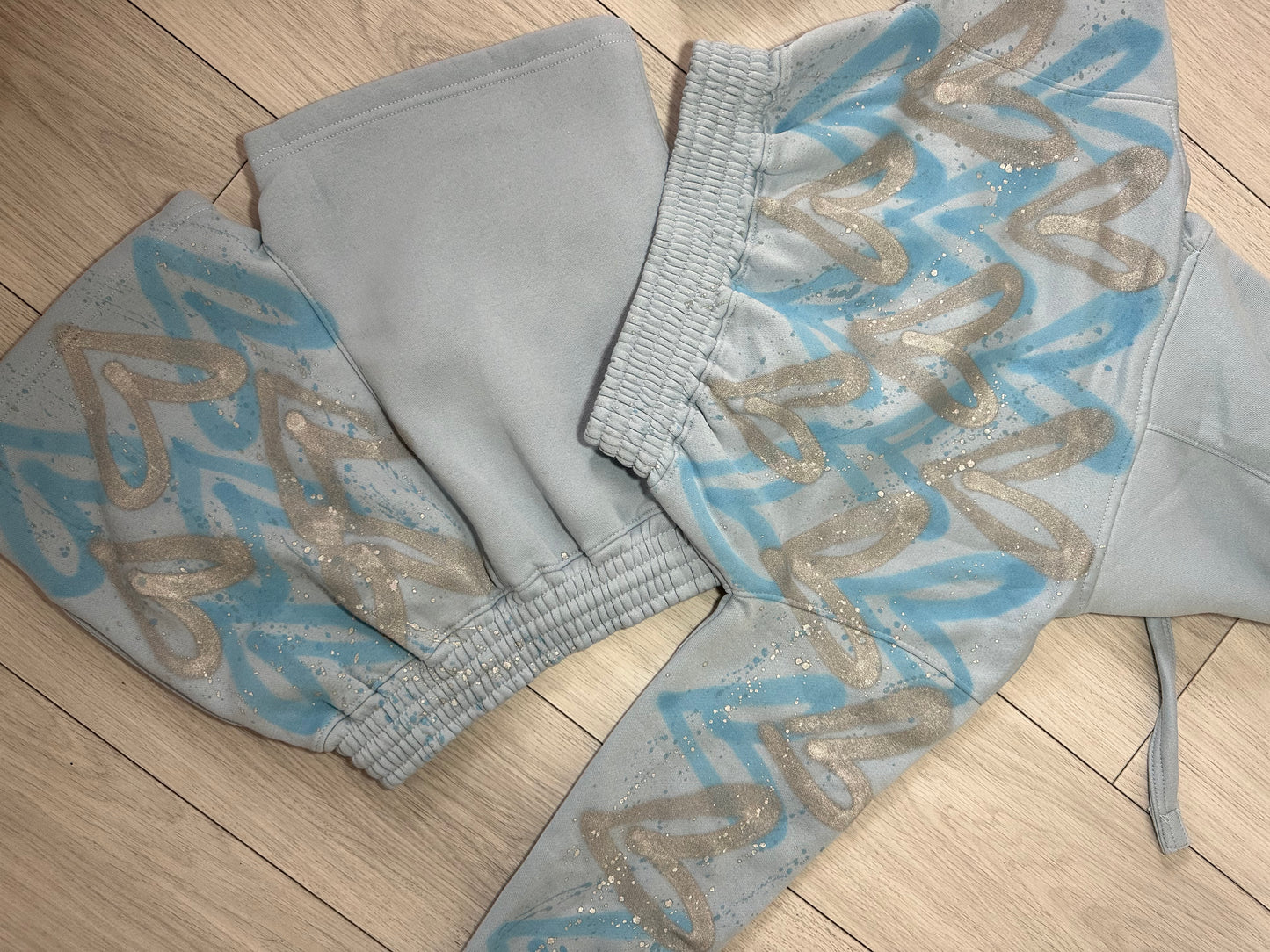 Blue cropped short set