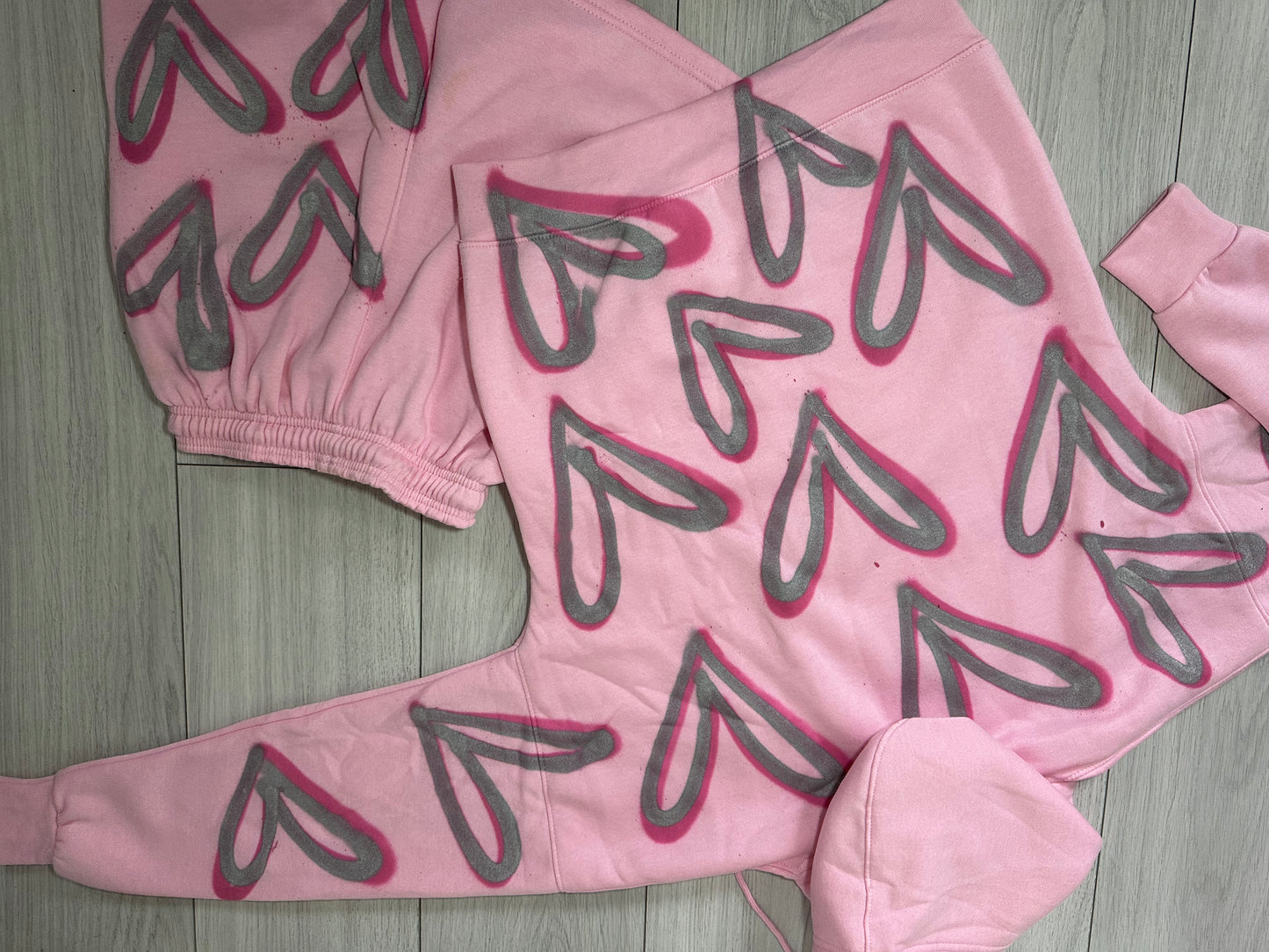 Pink heart short set