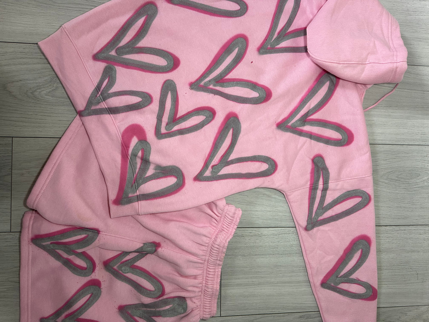 Pink heart short set