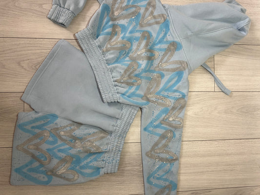Blue cropped short set