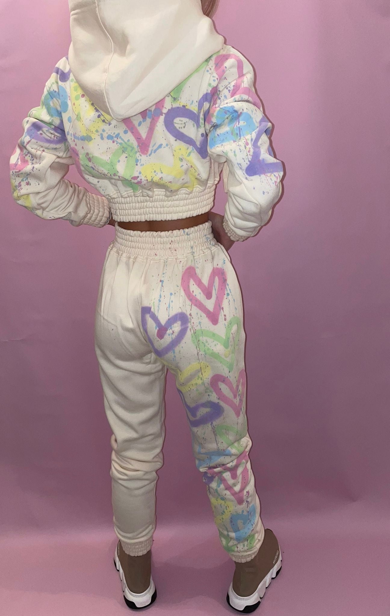 Pastel cropped heart tracksuit🫶🏼💛💚💗