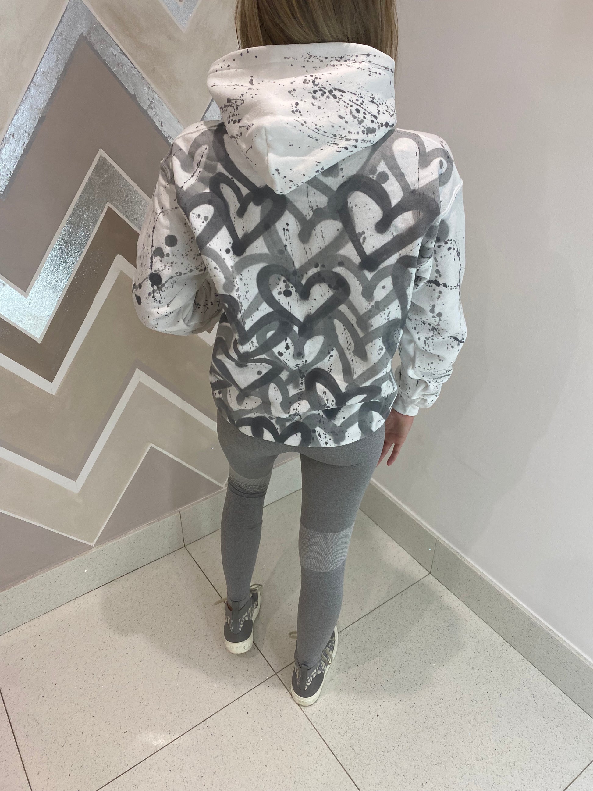 Grey heart hoodie Clearance