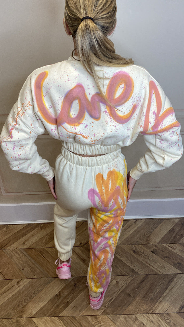 Pink&orange love cropped tracksuit🧡💗