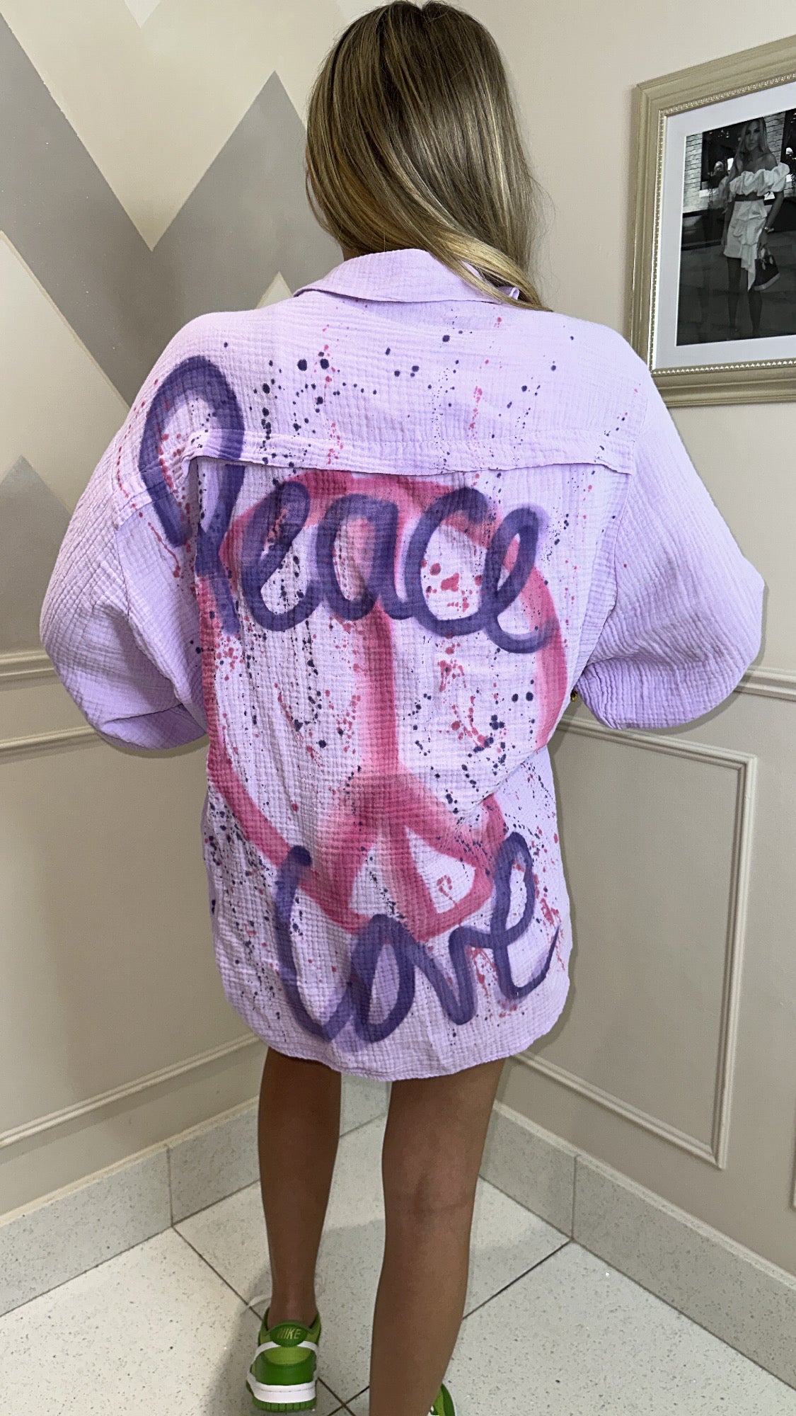 Pink peace&love oversized shirt💜✌🏼💗