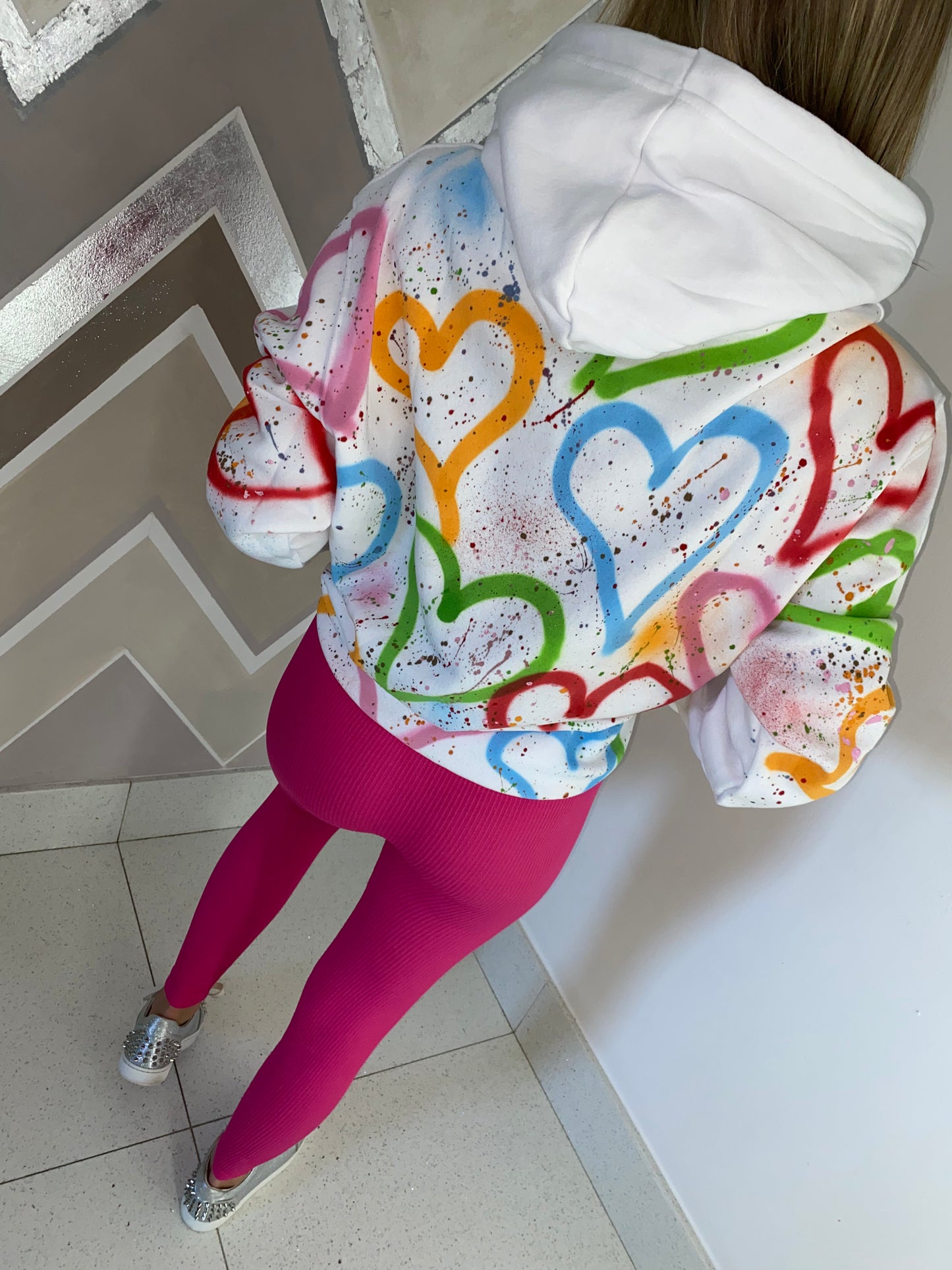 Multicoloured hearts hoodie🧡💛💙💚