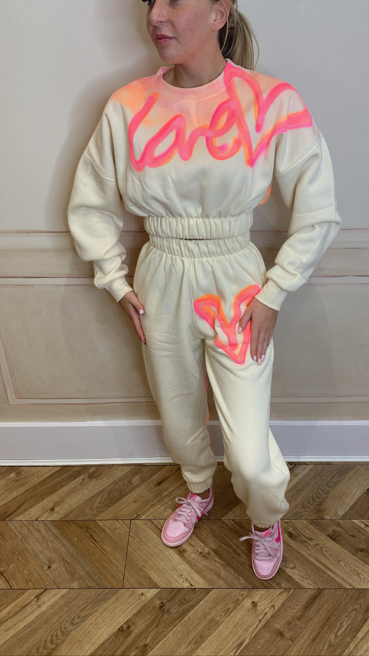 Neon croppedtracksuit💗🤍💫