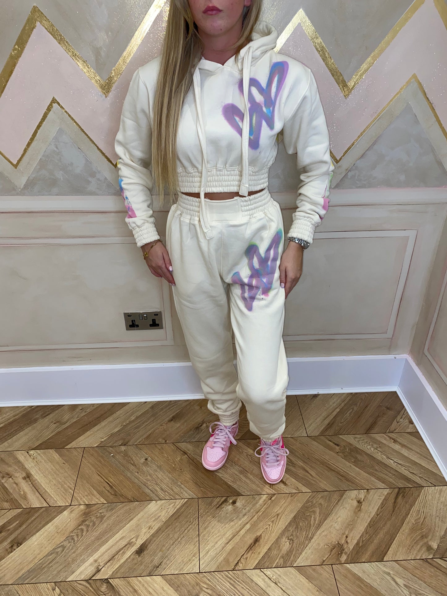 Pastel cropped tracksuit💫💜💚💗