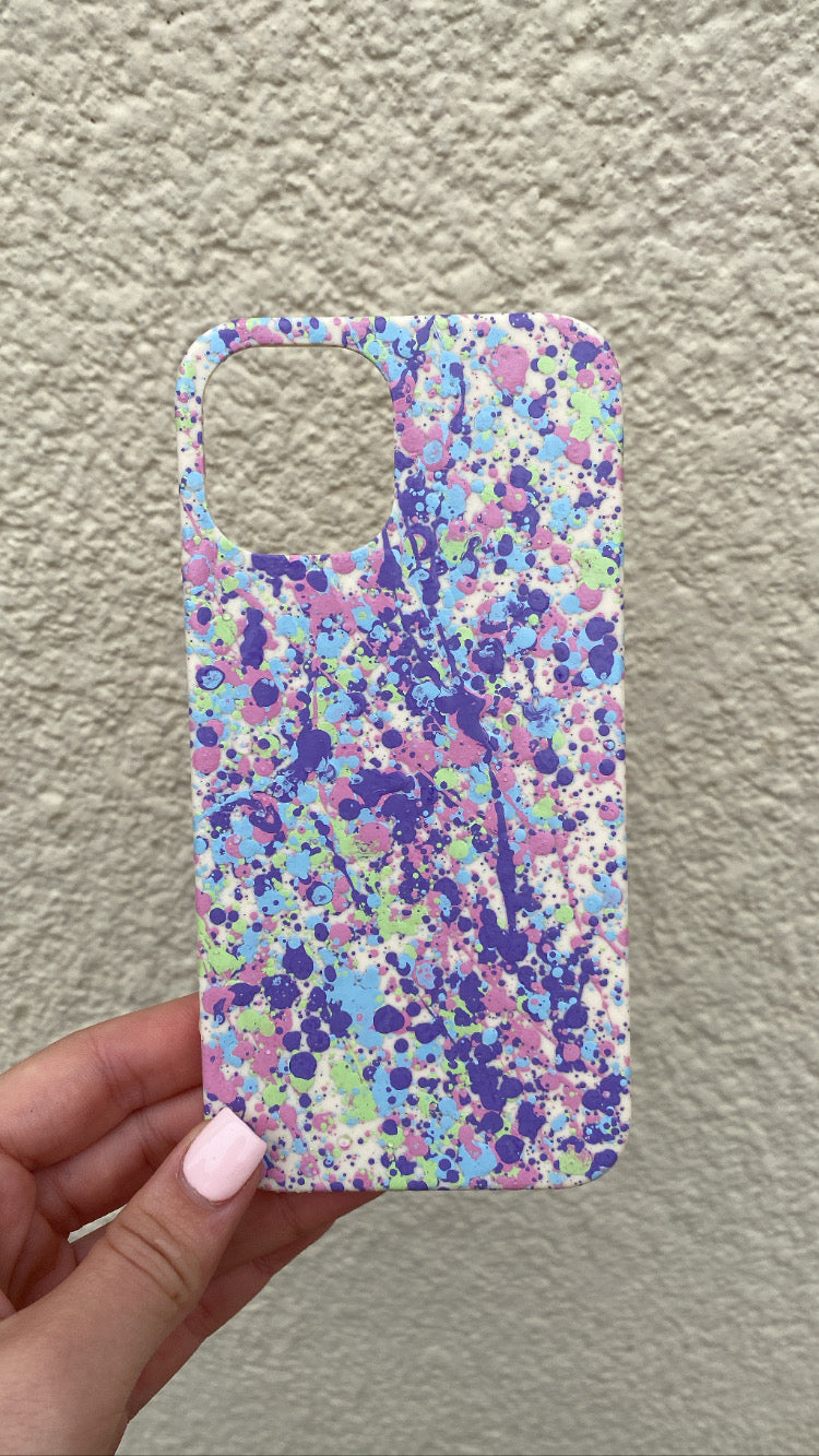 Pastel splattered phone case🤍💗💜💚