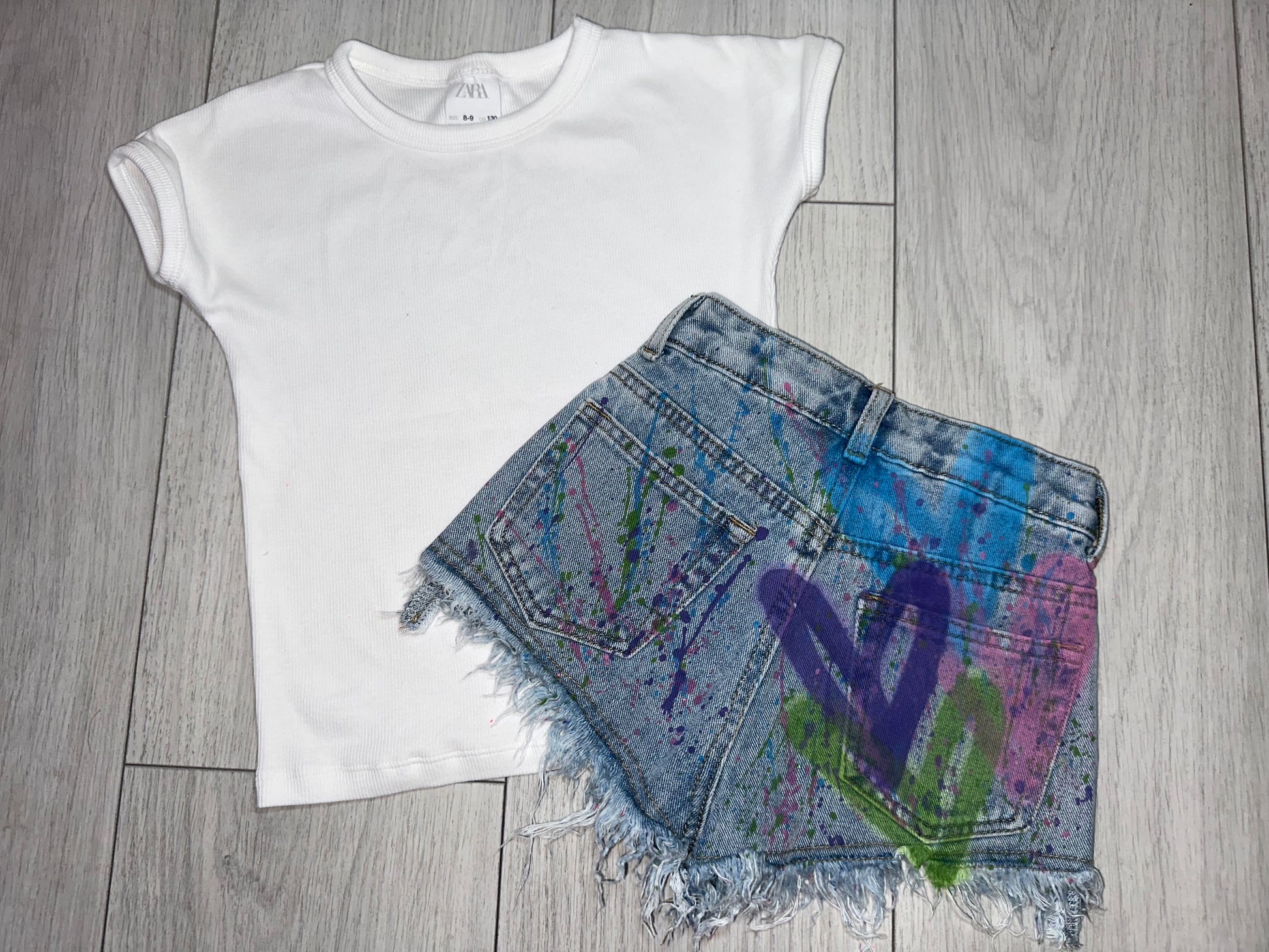 Colourful denim top shorts