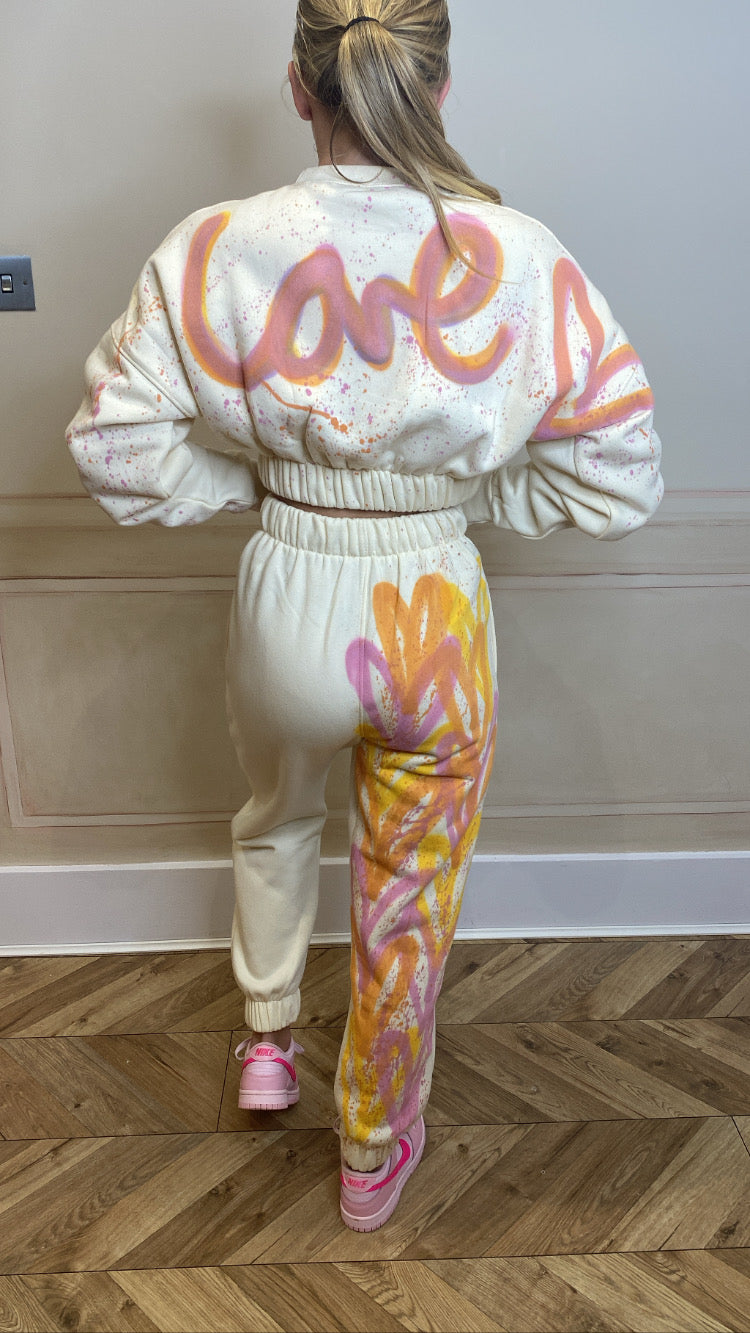 Pink&orange love cropped tracksuit🧡💗