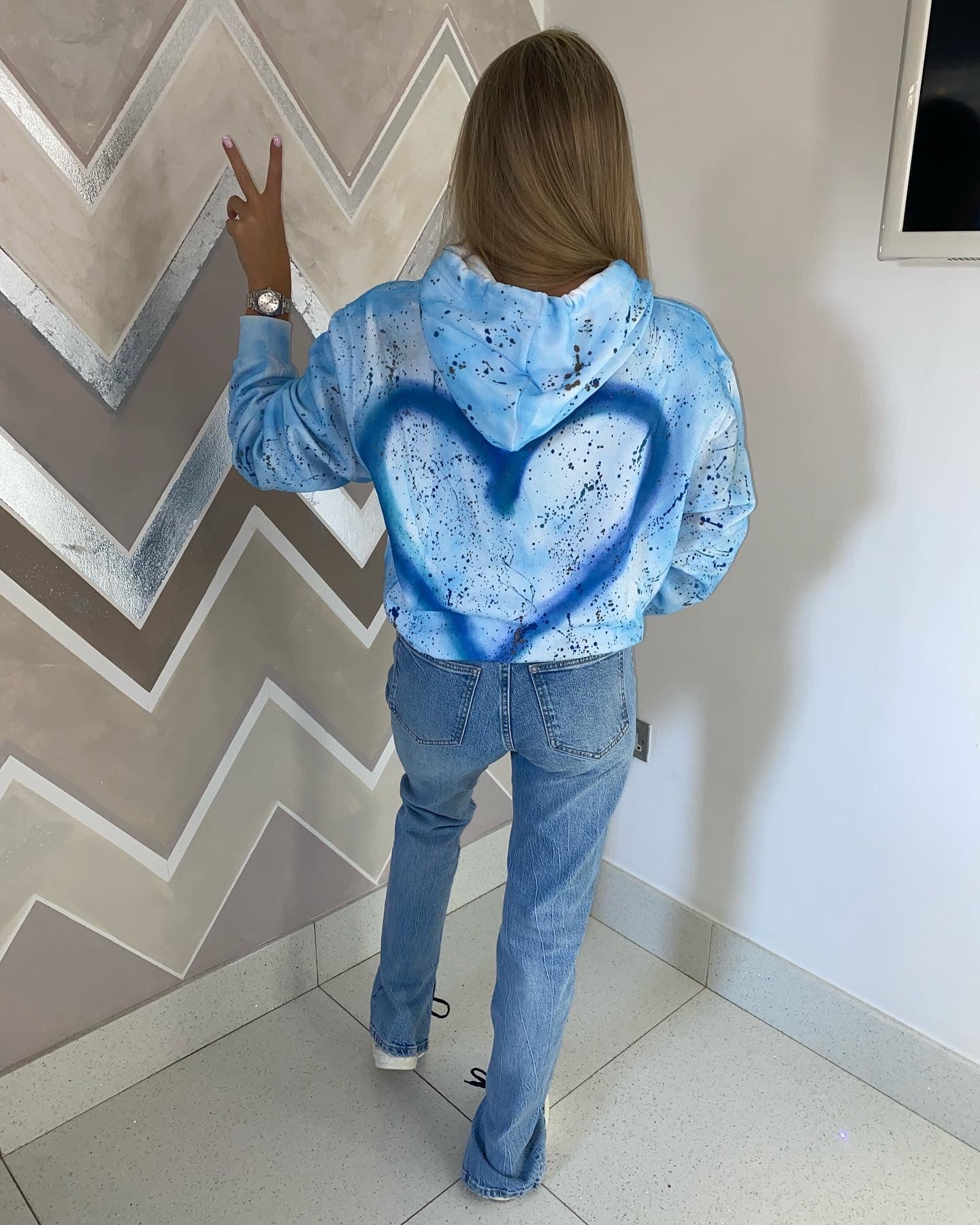 Blue heart hoodie