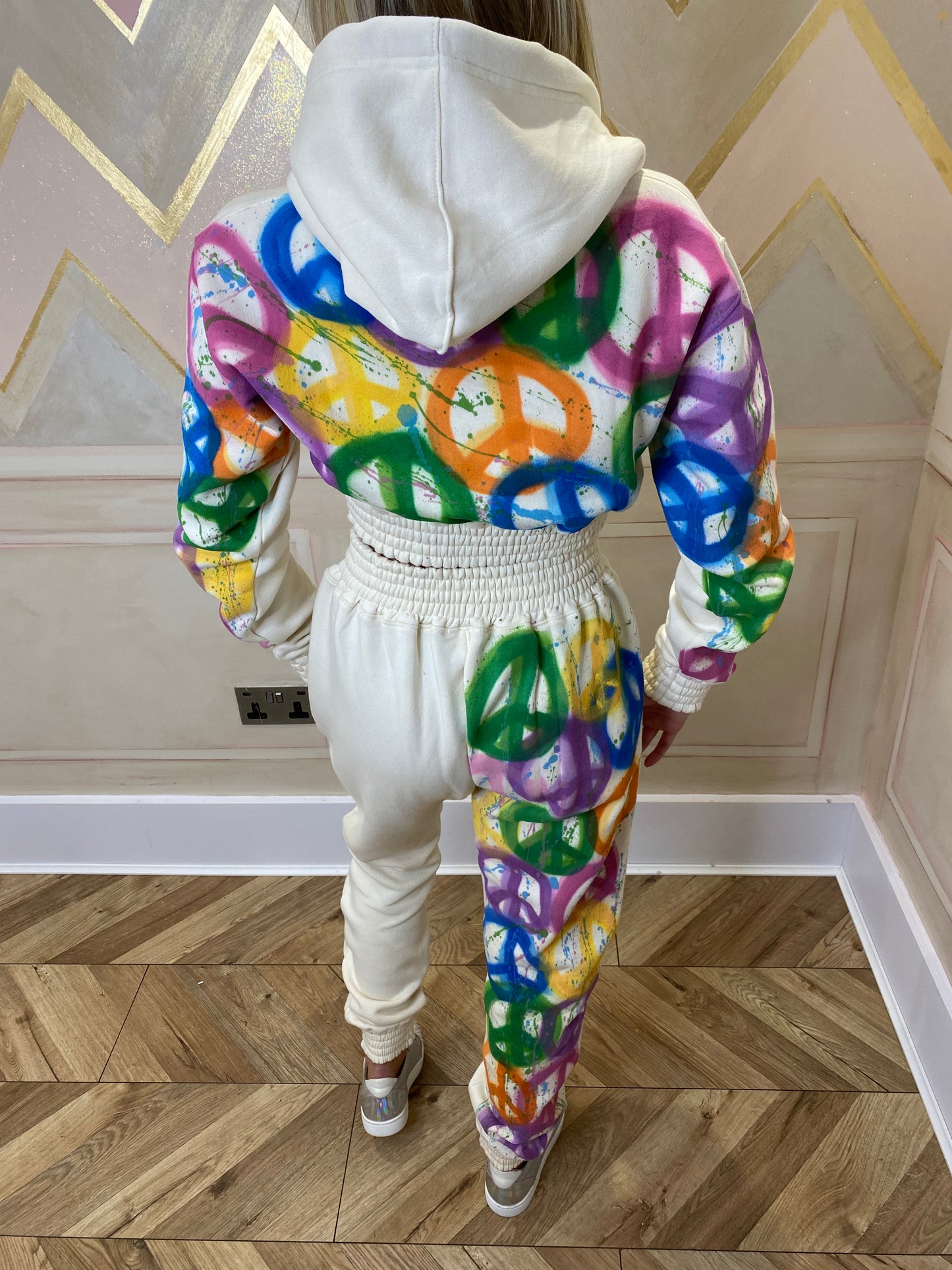 Multicoloured peace cropped tracksuit✌🏼☮️💚