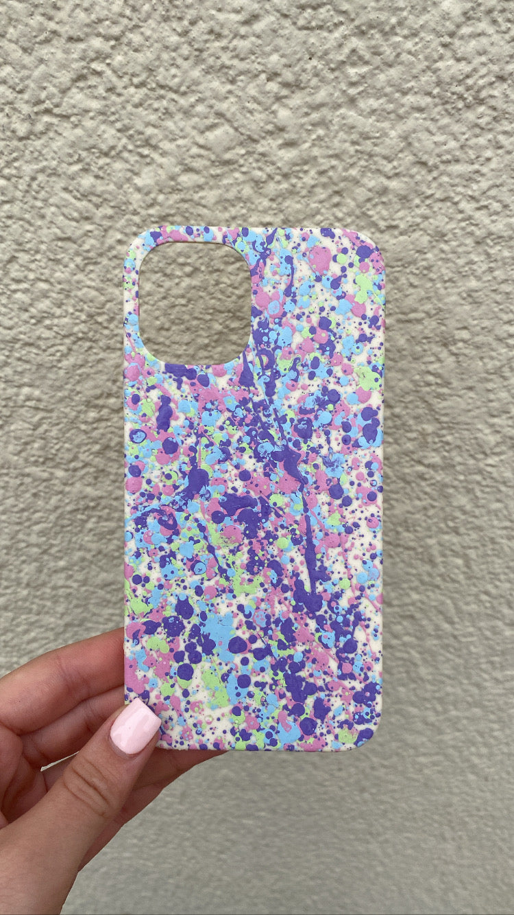 Pastel splattered phone case🤍💗💜💚